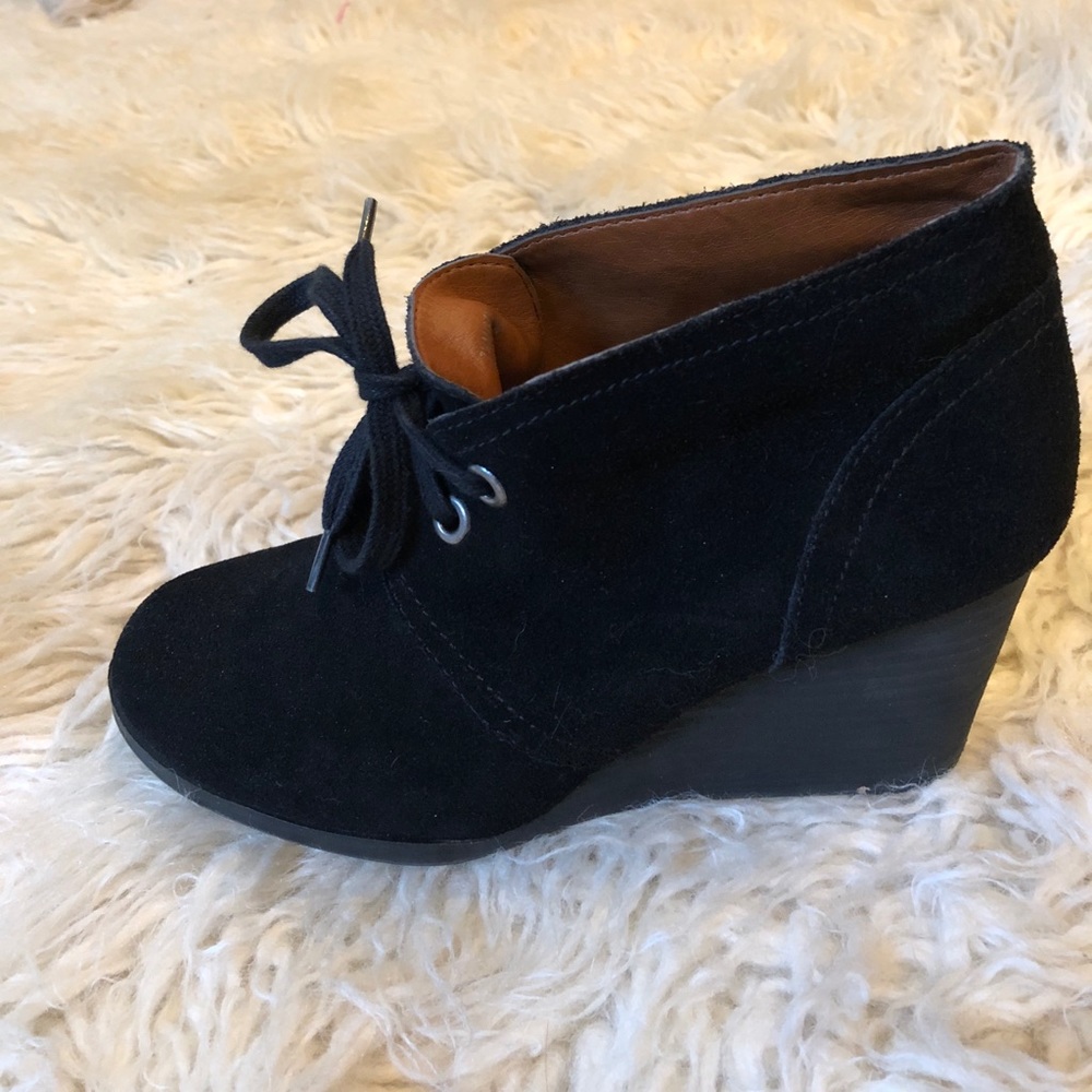 Lucky Brand Seleste Lace Up Wedge Booties, Black